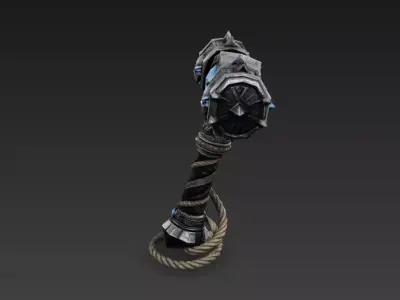 Stylized Dark Fantasy Skull Warhammer  Necromancer Frost Mace 3D model