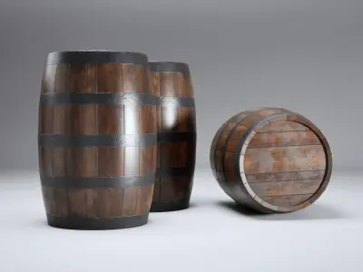 Wooden Barrel Free low-poly 3D model purchase