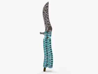 Balisong Butterfly Knife Green Low-poly 3D model