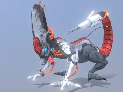 Reptile Cyborg Lizard Roar Blast Fbx  Png 3D model