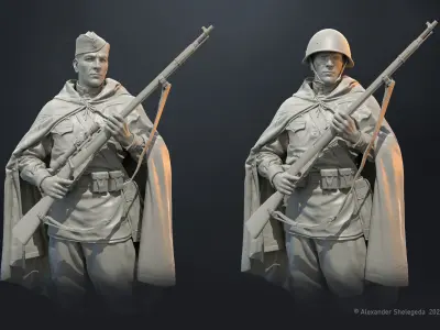 Russian soldier ww2 1 16 scale 3D print model