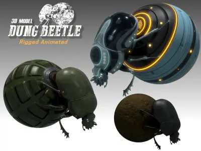 Dung Beetle Low-poly 3D model