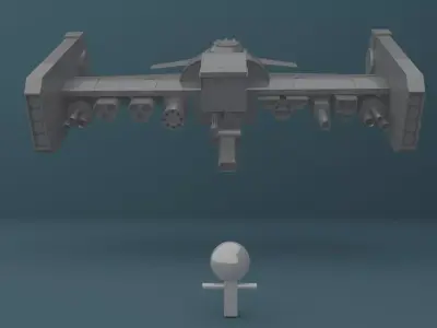 Space ship Low-poly 3D model 6