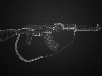 AK47 Assault Rifle Game Ready 3D Model 3D model