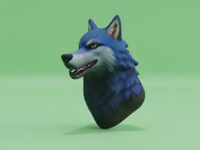 Wolf Head Stylized Low-poly 3D model