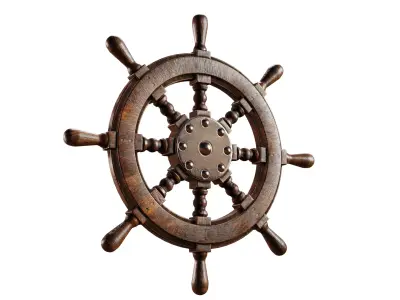 ship wheel Low-poly 3D model by chrismartinartist