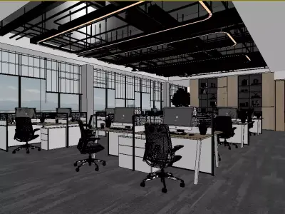 Modern office space 3D model buy