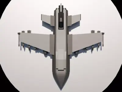 Low Poly Supersonic Fighter Jet with Missiles  Military Aircraft Low-poly 3D model