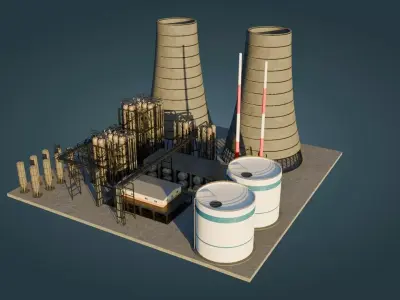Refinery Unit  - Game Ready - PBR Low-poly 3D model