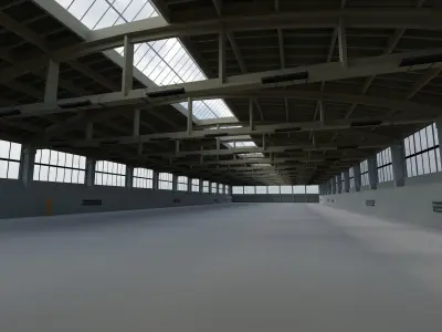 Factory Hall Interior 2 Low-poly 3D model