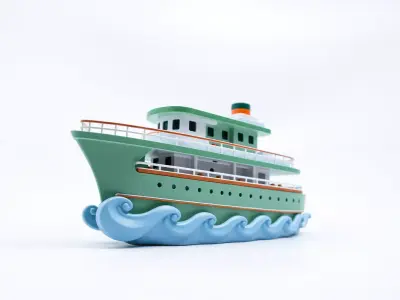 Green Cruise Ship model pack Low-poly 3D model