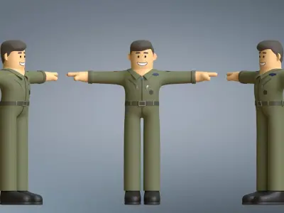 Minimal AirForce Pilot Cartoon Character 3D model
