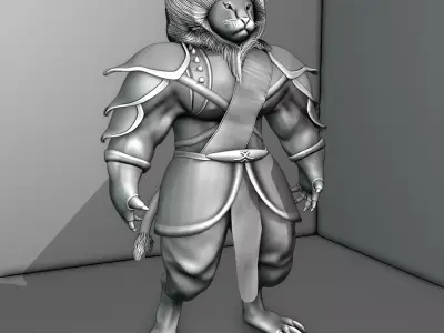 Lion warrior 3D model Free low-poly 3D model