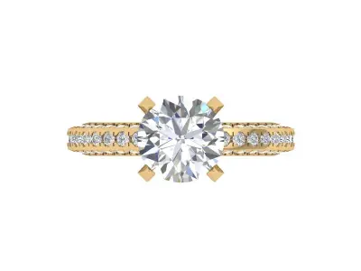 Solitaire Engagement Art Deco Ring 3D print model 62