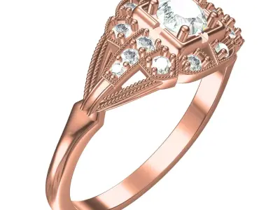 Antique Art Deco Vintage Ring 2 3D print model