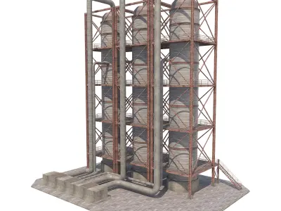 Industrial Silo 06 Low-poly 3D model