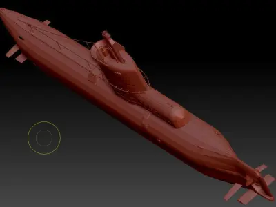 submarine with arrow pointing to it 3D model