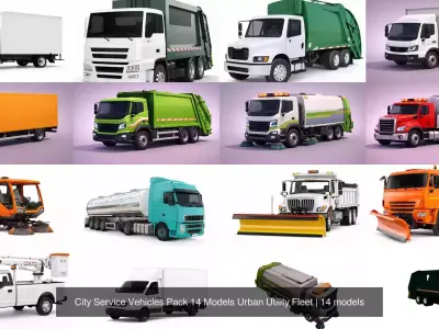 City Service Vehicles Pack 14 Models Urban Utility Fleet