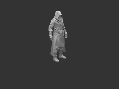Cybernetic Sniper Assassin Low-poly 3D model
