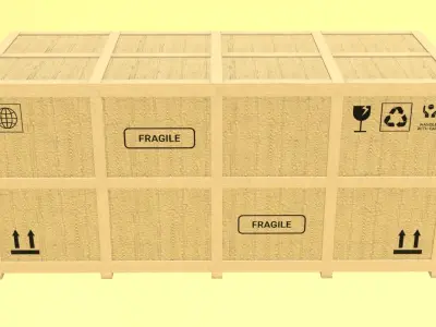 PBR Large Wooden Crate Low-poly 3D model