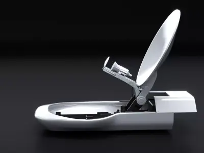 TV Broadcast Satellite Dish Roof Mounted PBR Workflow Low-poly 3D model