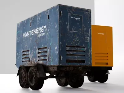 Mobile Generator Trailer New and Worn Versions Low-poly 3D model