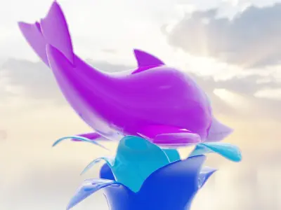 Dolphin with Mini scene Low-poly 3D model