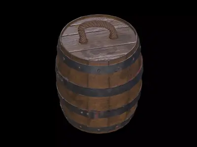 Medieval Wooden Barrel  Game Ready Prop Low-poly 3D model