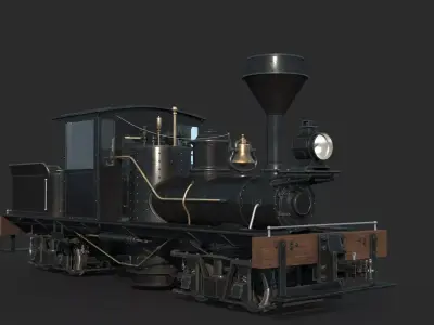Old-fashioned steam locomotive 3D model