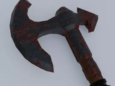 Viking Axe Low-poly 3D model 13