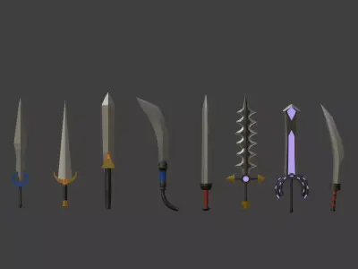 Low Poly Fantasy Sword Pack - 10 Game Ready Models Free low-poly 3D model