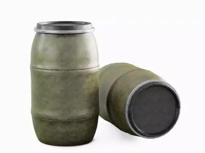 Dirty Plastic Barrel 04 Low-poly 3D model