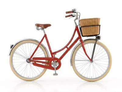 Vintage-Style Red Dutch Step-Through Bicycle Low-poly 3D model