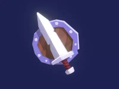Sword and Shield Low-poly 3D model