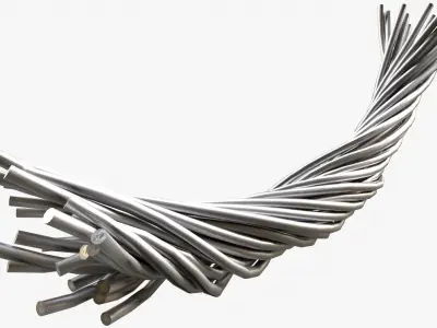 Metal wire cable structure Low-poly 3D model