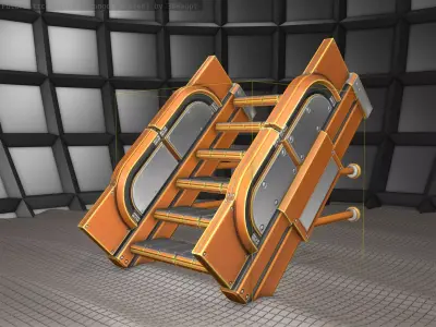 Sci-Fi Stairs - 21 - Orange Version Low-poly 3D model