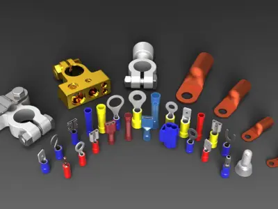 Wire Terminal Connector Collection Low-poly 3D model