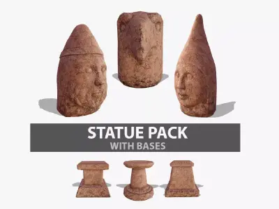 Ancient Statue Pack PBR Low-poly 3D model