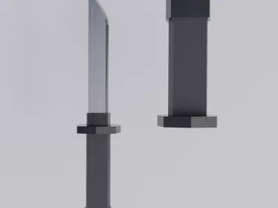 Samurai katana and dagger Low-poly 3D model