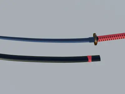 Katana Low-poly 3D model 16
