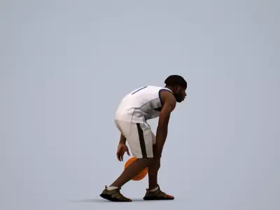 00483Aaron005 - Adult Black male crouching during exercise in 3D model