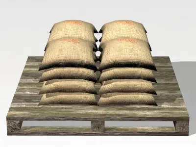 Bag 02 flour bags on pallets Low-poly 3D model