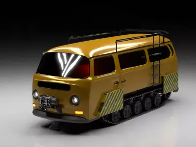 Camper Van Sci-Fi OffRoad Expedition Vehicle Rigged 3D model