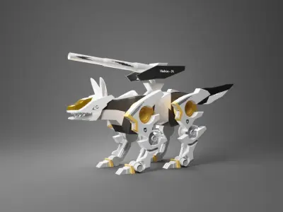 Wolf robotics model with military weapon 3D model