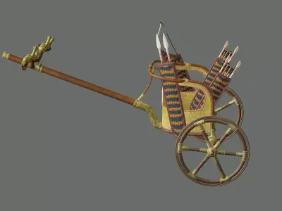 Chariot wooden cart Low Poly 3D Model Low-poly 3D model