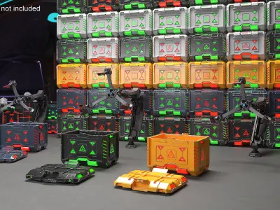  Futuristic Mechanical Arms with Supply Crates 