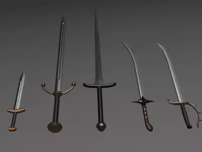 Pack of bladed weapon Low-poly 3D model