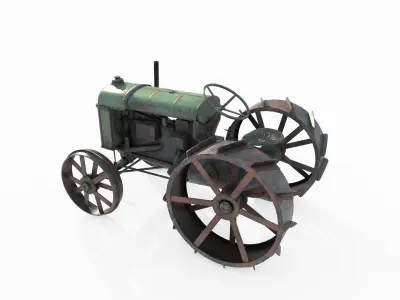 Old style agricultural tractor 3D model