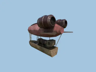 Steampunk Airship - Sci-Fi Aircraft 04 - Flying Ship Low-poly 3D model
