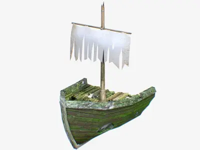 Low Poly Wreck Ship Low-poly 3D model